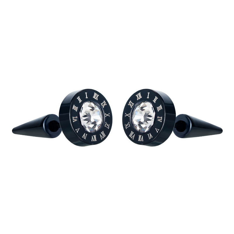 Bông tai nam hình tròn đá trắng titan ko rỉ tt 3047