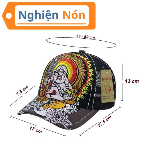 Nón thêu True Religion Địa Quạt, Nón ông địa True Relegion, Mũ thời trang ông địa