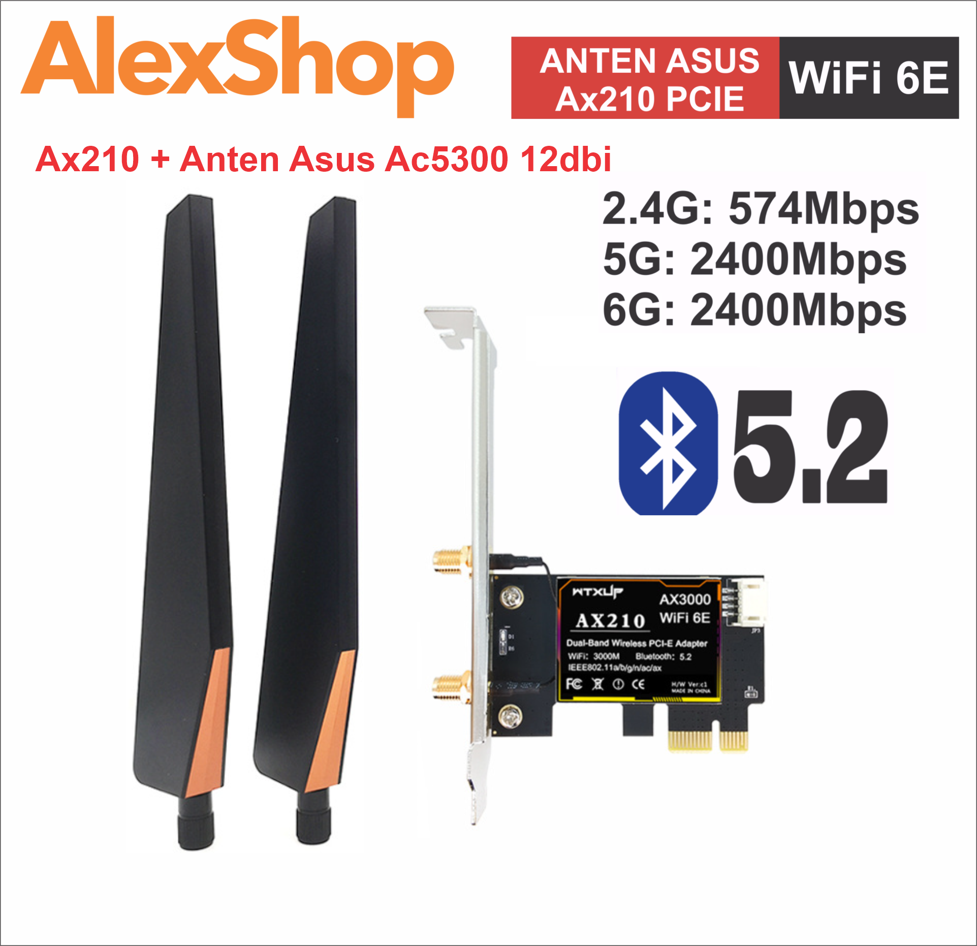 [Full Bộ] Card Mạng Wifi Intel. AX210/ AX200/ N1202 Wifi 6/6E Giao Tiếp PCIE Bluetooth 5.2/ 5.0