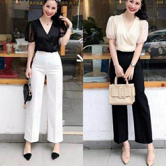 Quần ống rộng khóa sườn dáng dài vải tuyết mưa vitex nhiều màu mặc cực mát