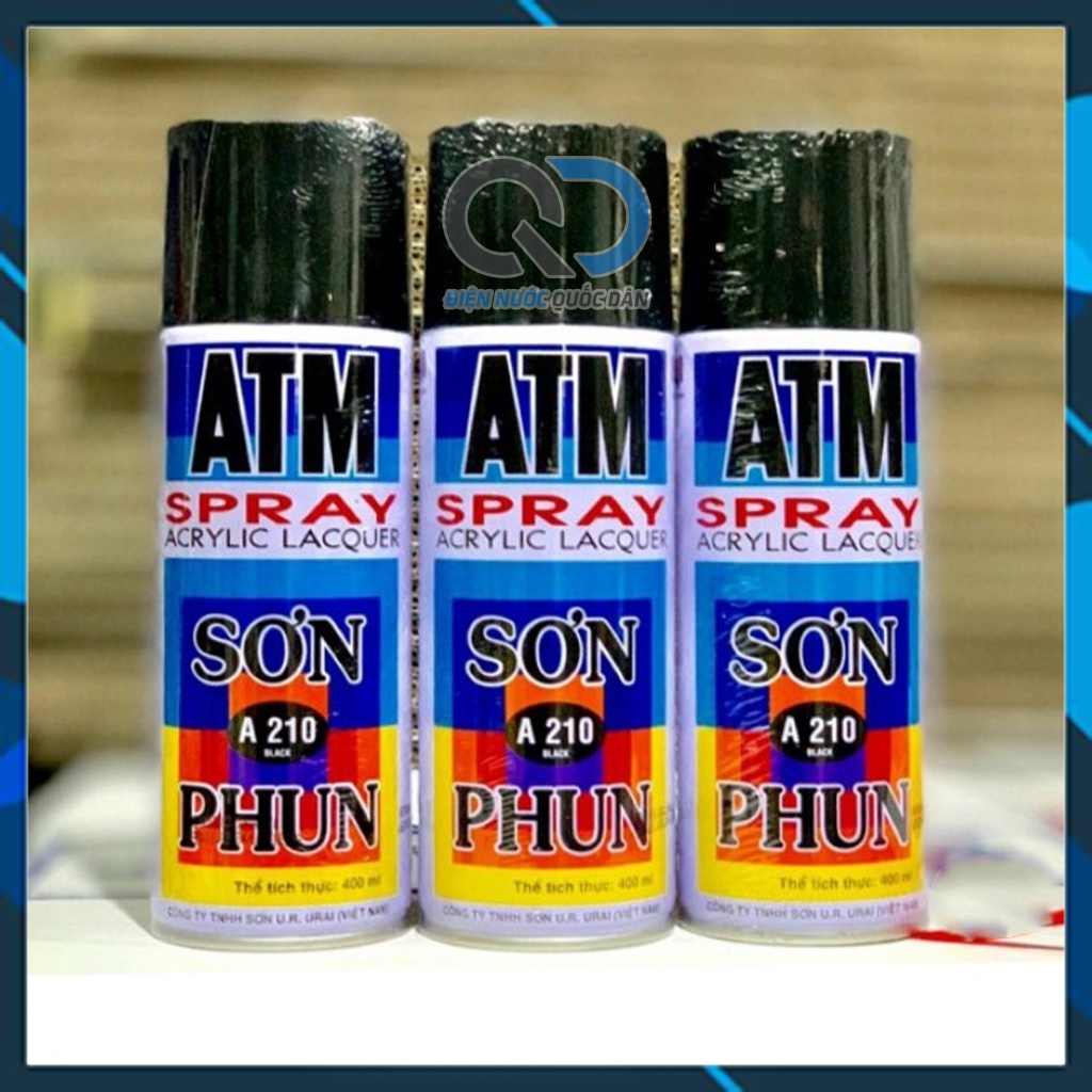 Sơn xịt ATM đen bóng - đen mờ trang trí cho các bề mặt bằng gỗ và kim loại