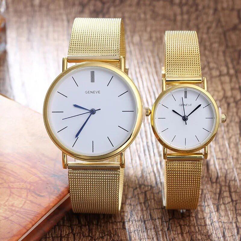 Đồng hồ cặp thời trang nam nữ Geneve dây lưới SCS79