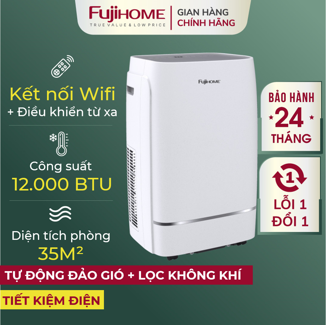 Máy lạnh đứng di động 12.000 BTU FUJIHOME Điều hòa di động cây mini làm lạnh đa năng hút ẩm lọc khôn