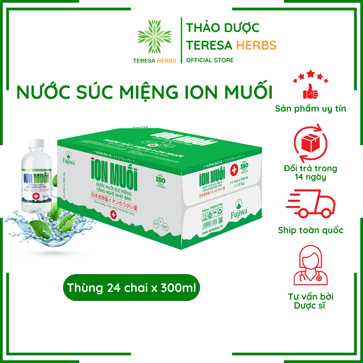 Nước muối súc miệng ion kiềm cao cấp, giúp sạch miệng, thơm miệng