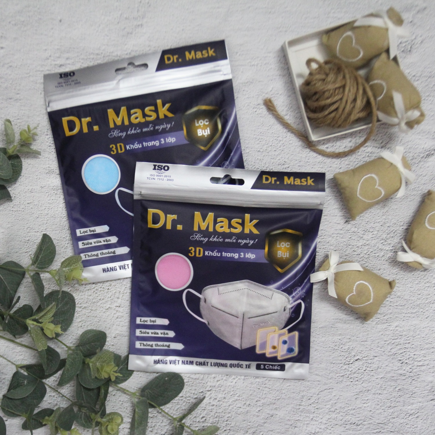 Khẩu trang y tế 3D DR.MASK 3 lớp - gói 5 chiếc