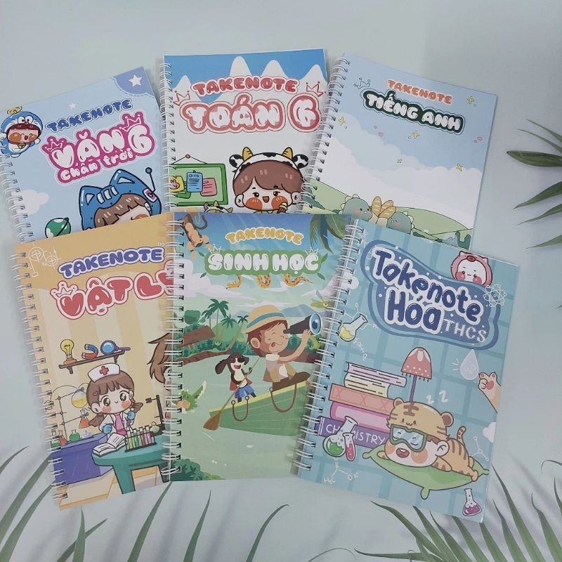 COMBO 6 cuốn sổ takenotes lớp 6: Toán, Văn, Lý, Hóa, Sinh, Anh khổ A5