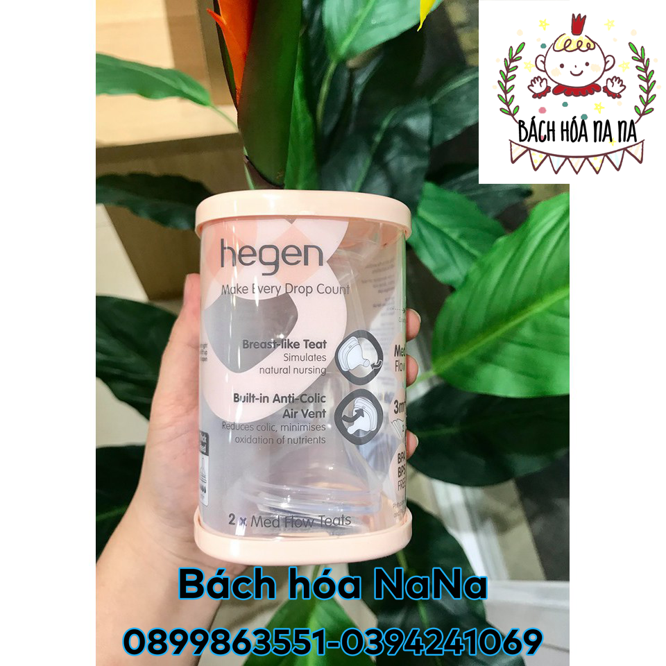 Núm ti thay thế Bình sữa Hegen [Chuẩn Nhập Singapore] số 2 (size M) dành cho bé từ 3-6 tháng tuổi -MOMYBABY- NANASHOP