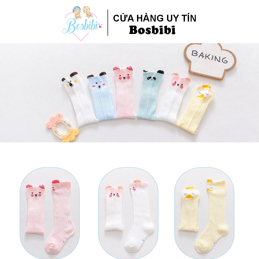 Tất lưới dài cotton thoáng khí hình thú siêu dễ thương cho bé 0-3 tuổi