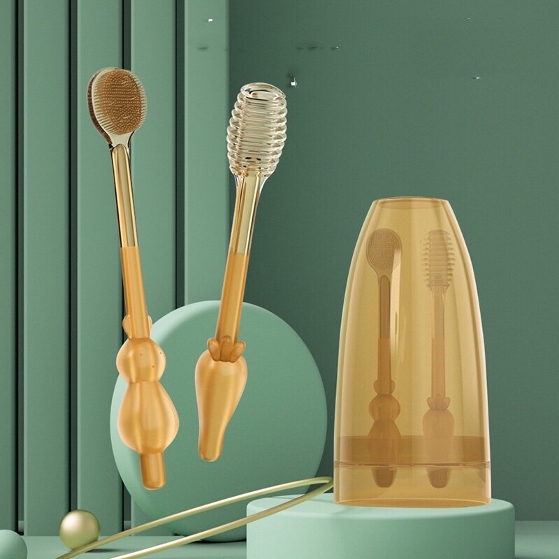Set dơ lưỡi+ bàn chải silicon cho bé từ 0-36 tháng