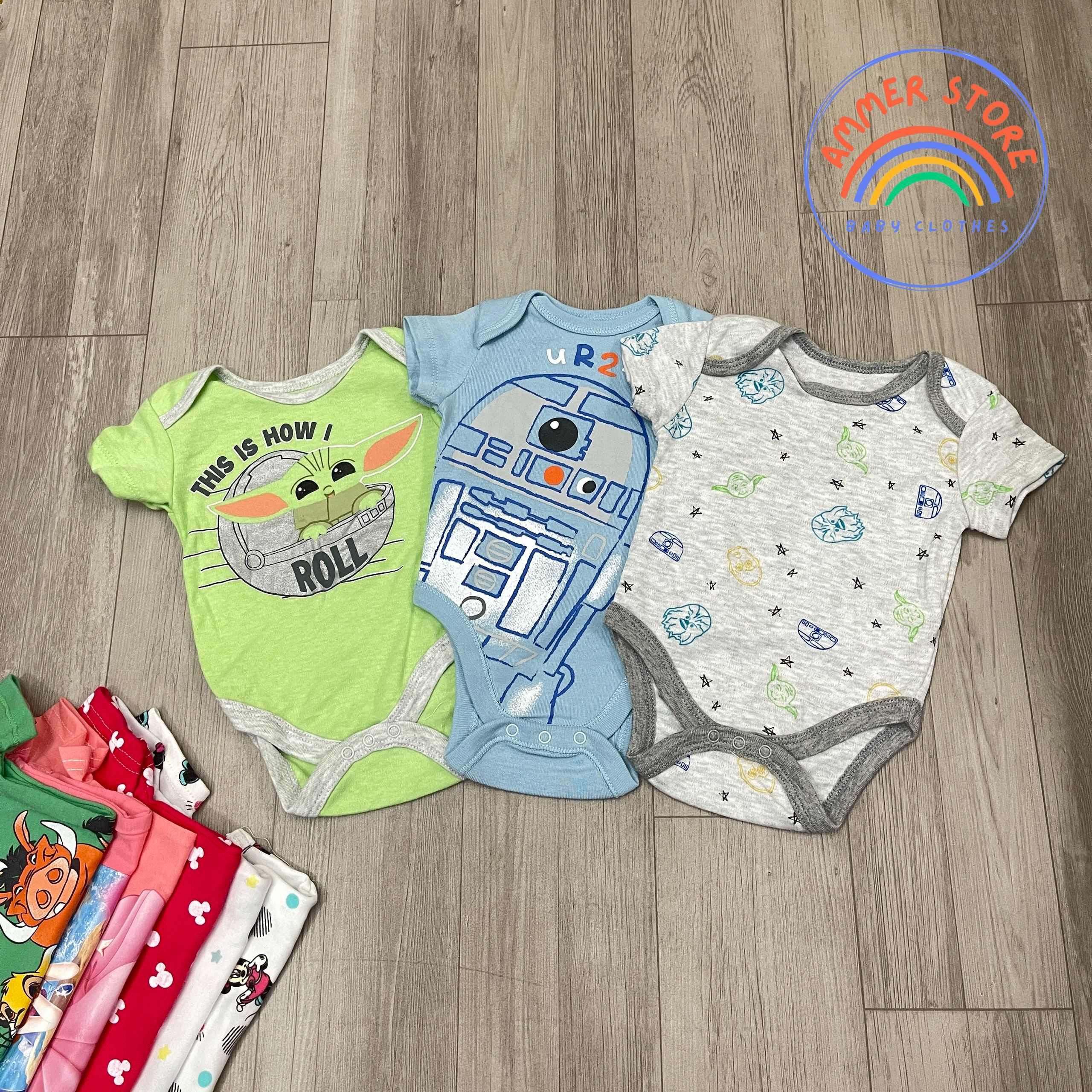 Body chip, bodysuit cộc tay cho bé trai bé gái Disney, body xuất dư cao cấp Ammer