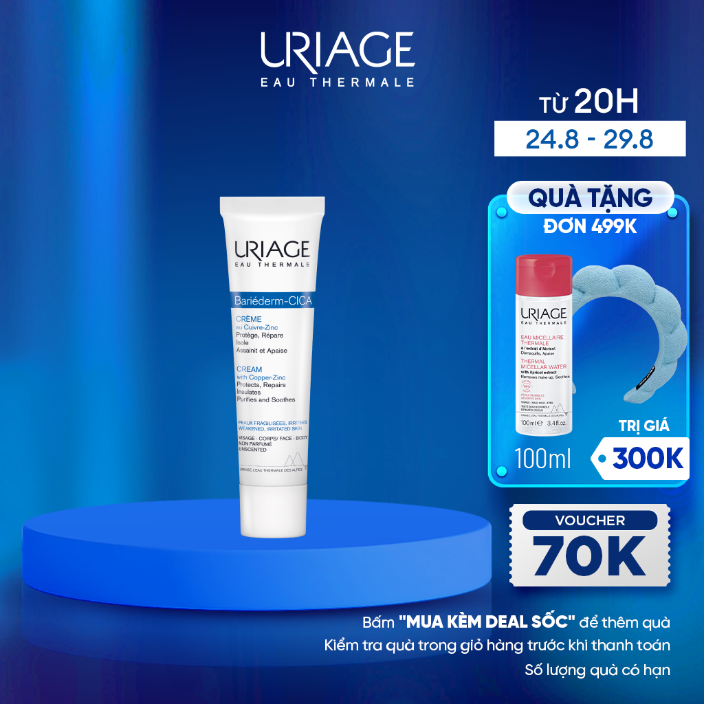 Kem làm dịu, làm lành và phục hồi da uriage bariéderm cica-crème 40ml