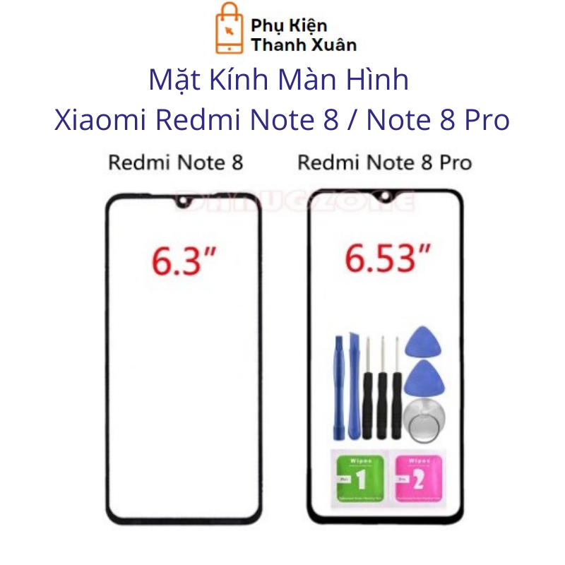 Mặt kính màn hình Xiaomi Redmi Note 8 / Note 8 Pro - Tặng kèm keo và tools