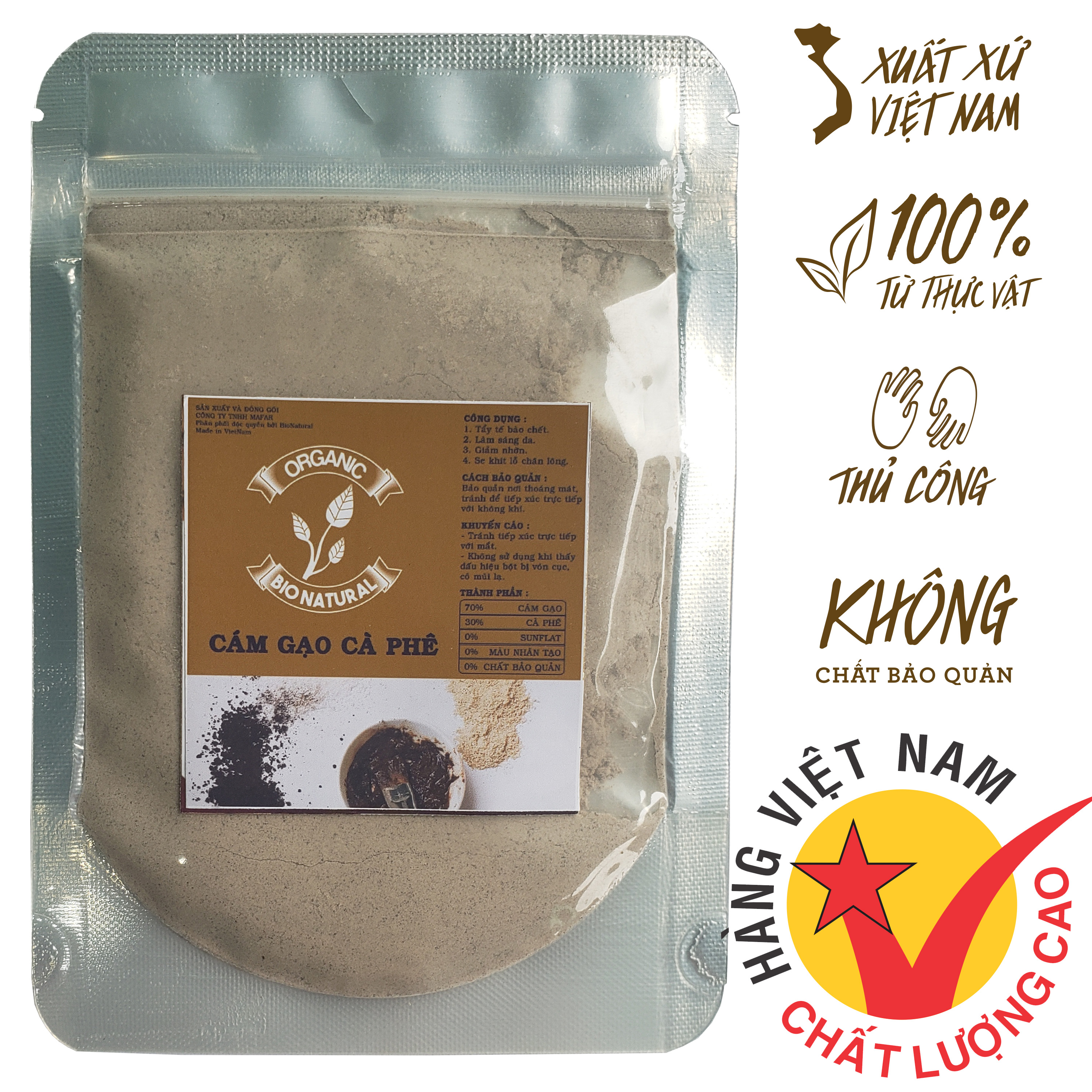 Bột đắp mặt Cám Gạo Cà Phê handmade 50gr