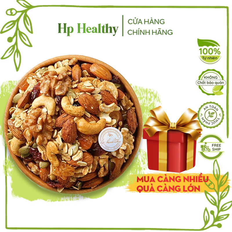 [ Tặng Hoa Quả Sấy ] 500G Granola Siêu Nhiều Hạt  Ngũ Cốc Dinh Dưỡng - Ngũ Cốc Ăn Sáng Cereal - Hạnh dinh dưỡng mix giảm cân Hp Healthy
