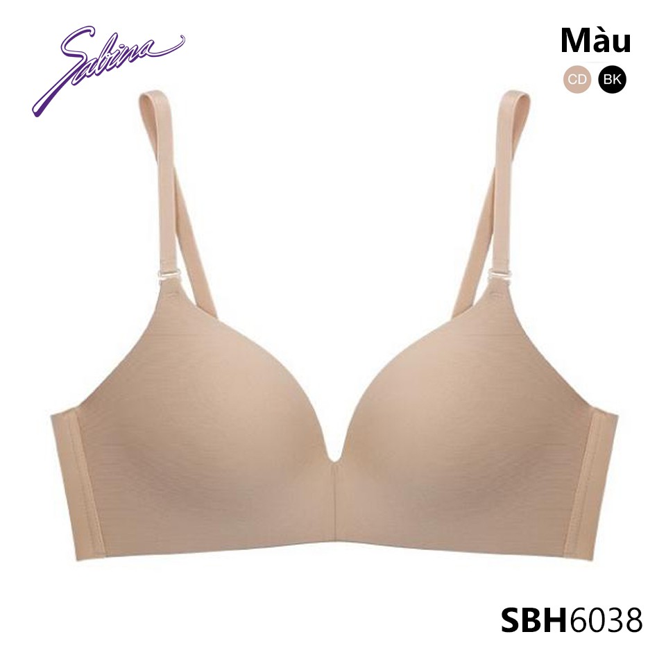 2531.12 70VOUCHER 15 Áo Lót Không Gọng Bản Dây Áo Không Viền May Mút Dày Vừa Màu Trơn Soft Doomm By Sabina SBH6038