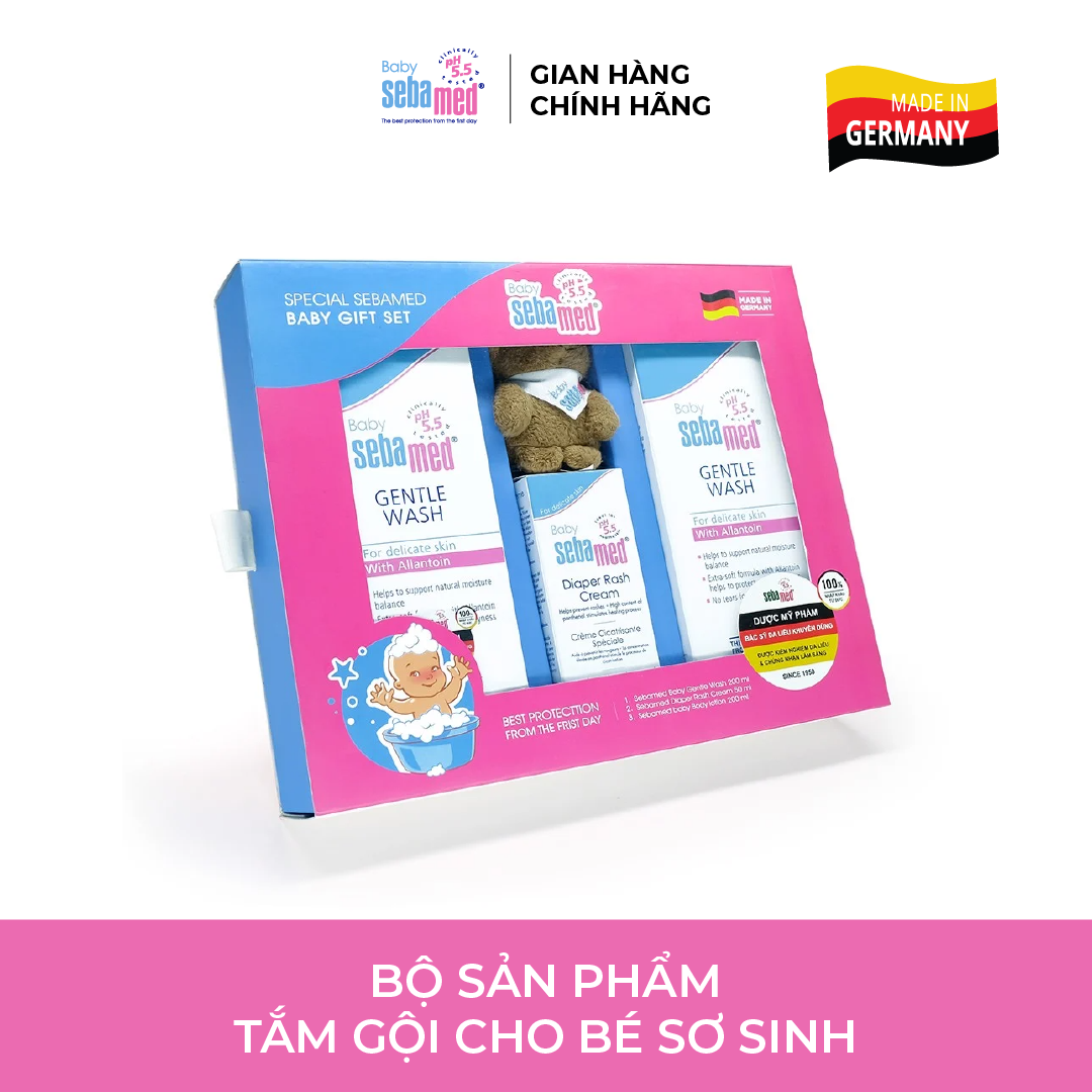 Bộ sản phẩm tắm gội cho bé sơ sinh Sebamed Baby pH5.5