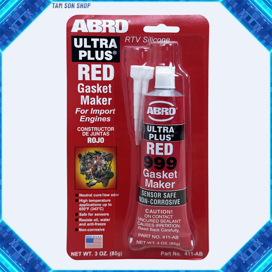 Keo dán gioăng Abro màu đỏ Gasket Maker Red 999 (keo tạo roăng máy)