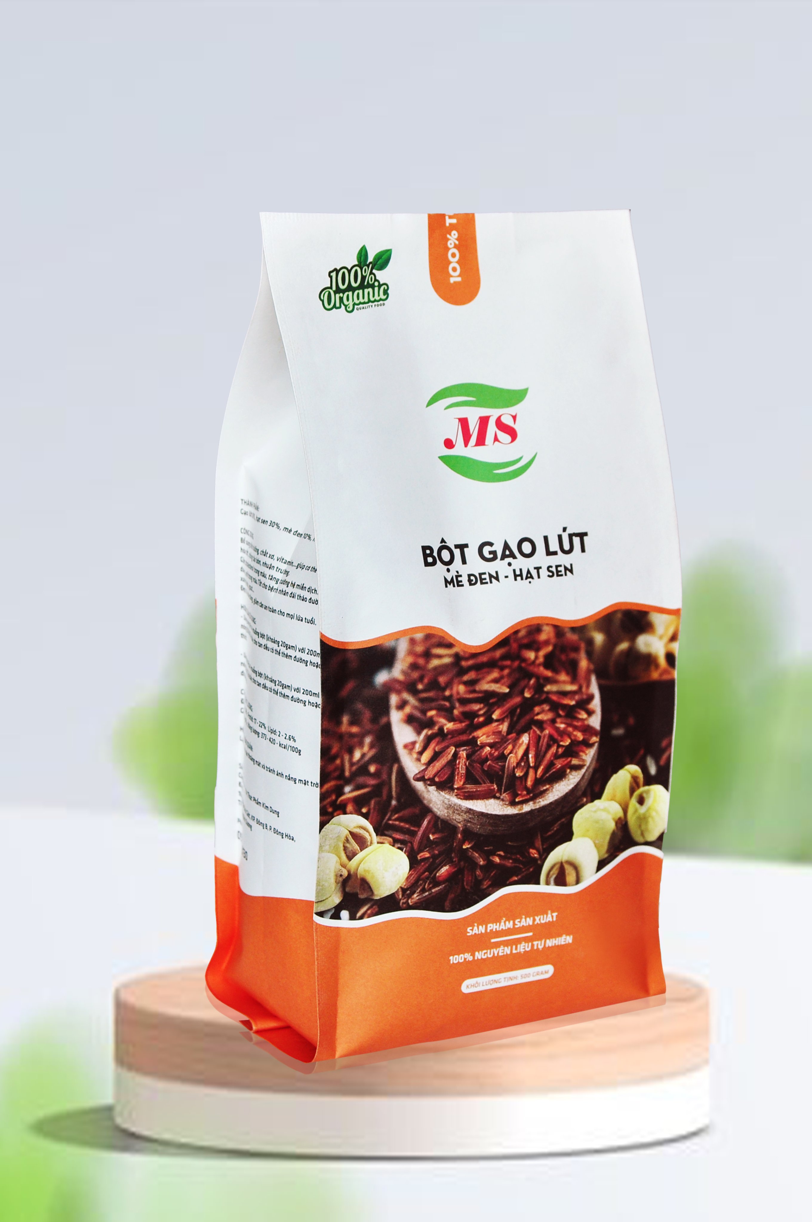 Bột gạo lứt mè đen hạt sen 500g -