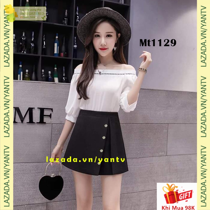 Quần giả váy xẻ tà nút mẫu b mt1129 1510 yantv