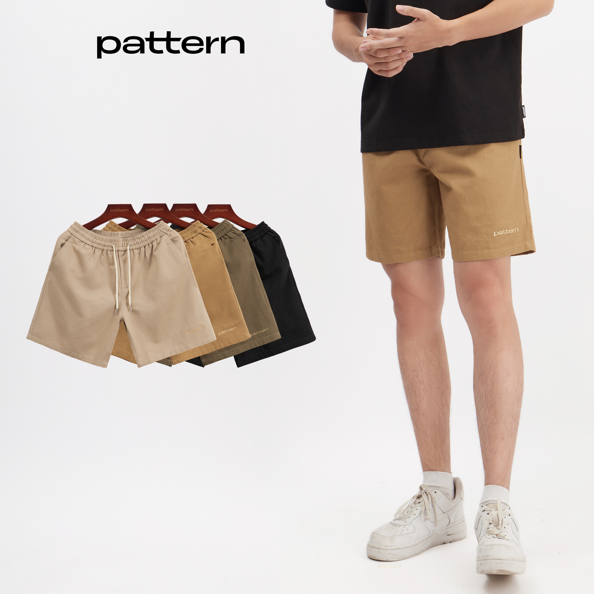 Quần đùi nam pattern the 1992 short kaki cạp chun