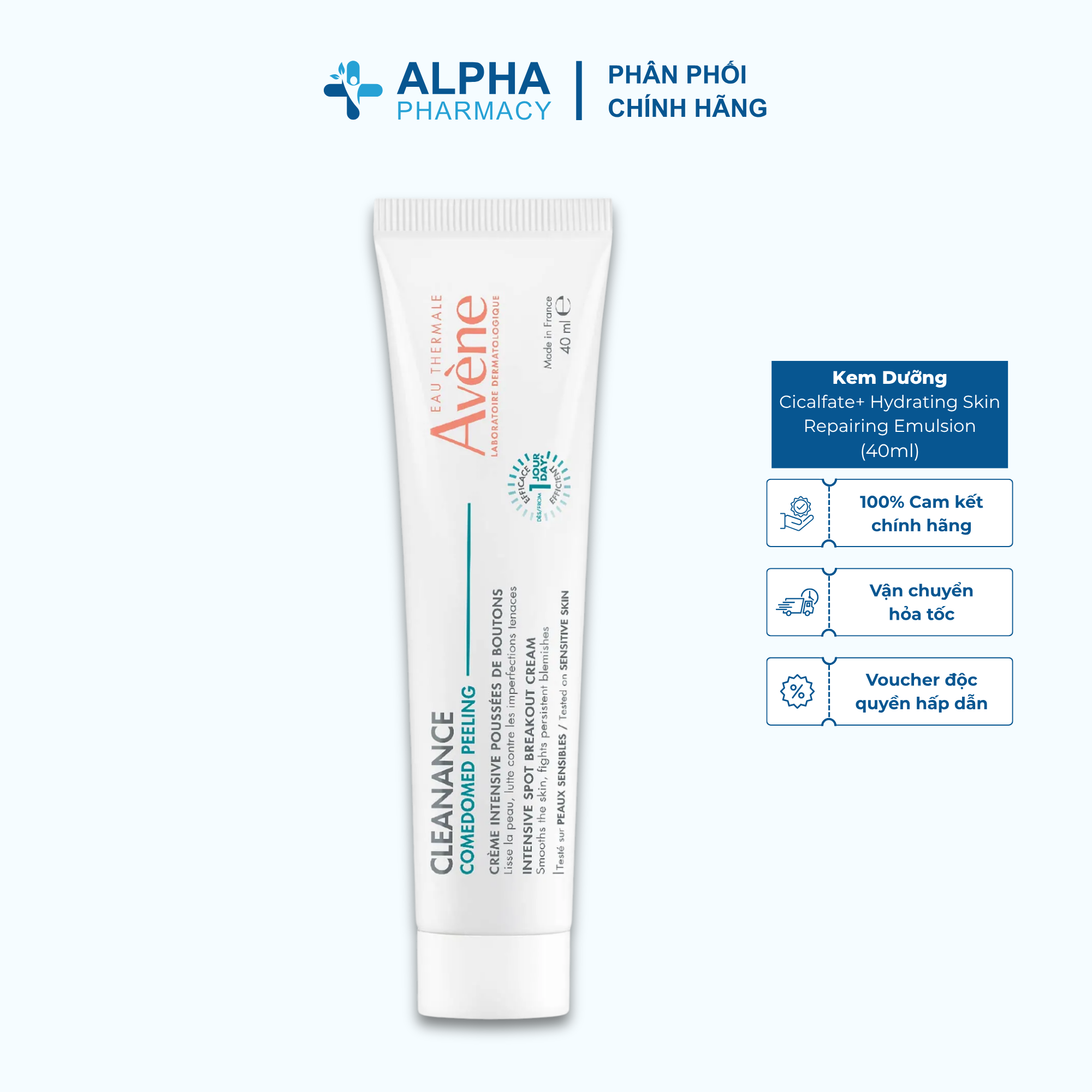 Kem Dưỡng Eau Thermale Avène Cleanance Comedomed Peeling Giúp Mờ Thâm Mụn - 50ml