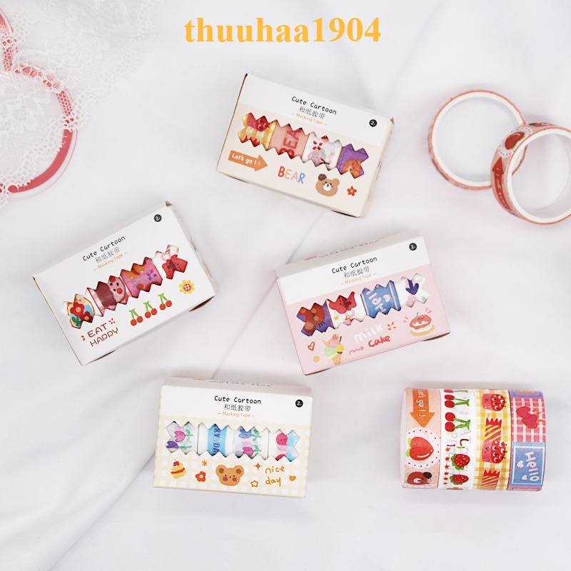 Bộ 4 cuộn băng dính washi flowertree dùng để trang trí diy hải hà shop