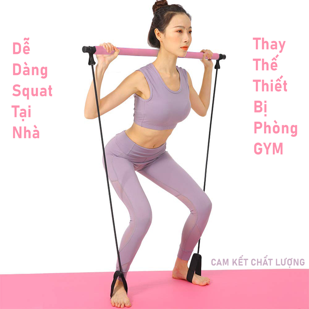 Dụng cụ tập cơ mông, đùi, dụng cụ tập squat pilates đa năng, thanh tập kháng lực tại nhà đa năng dễ dàng tháo lắp