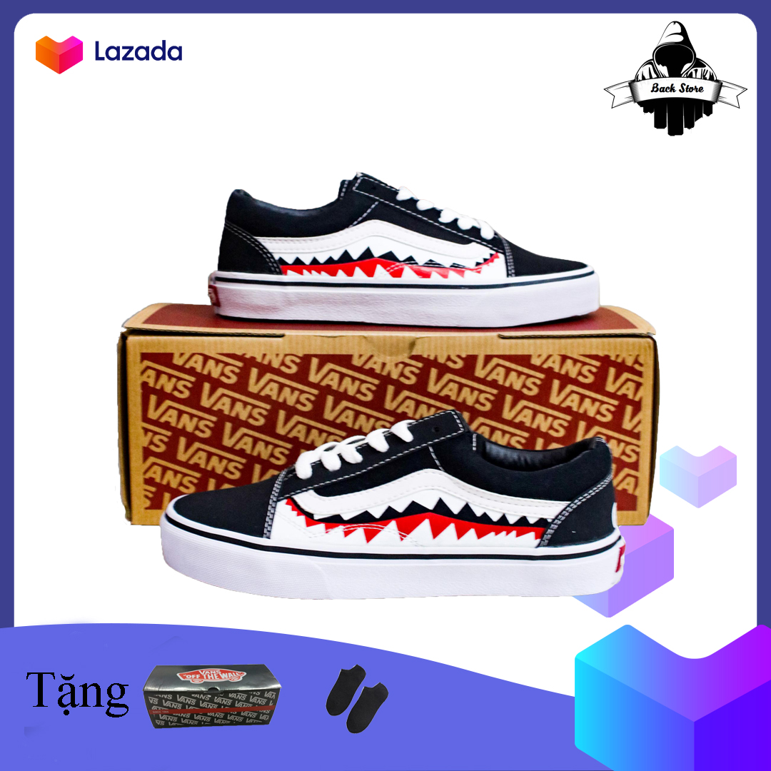 [HCM][ Tặng Box + Vớ ] Giày thể thao sneaker nam nữ Vans Bape Cá Mập