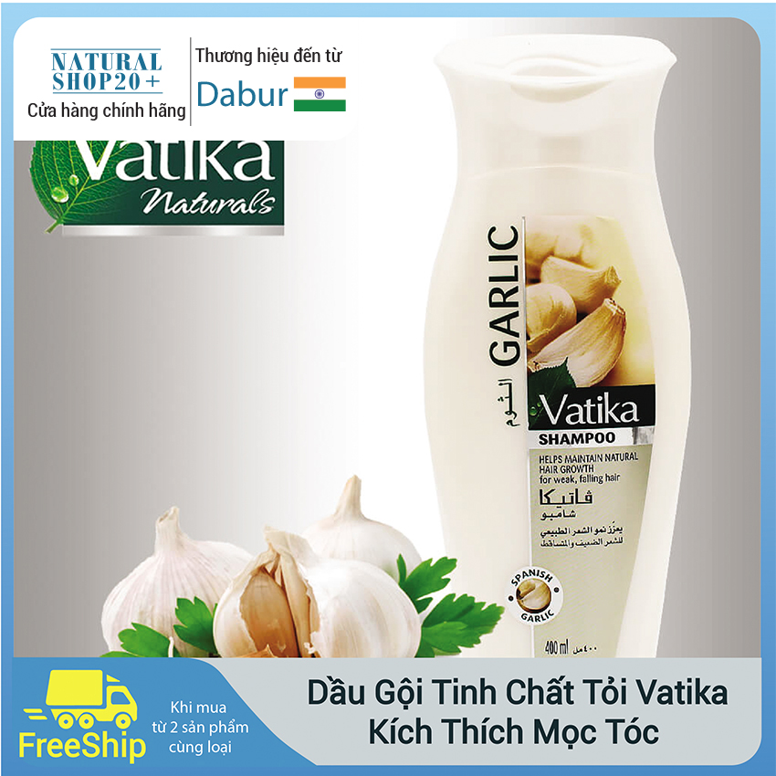 Dầu gội Vatika tỏi kích thích mọc tóc, sạch gàu, chiết xuất hoàn toàn từ tỏi Tây Ban Nha