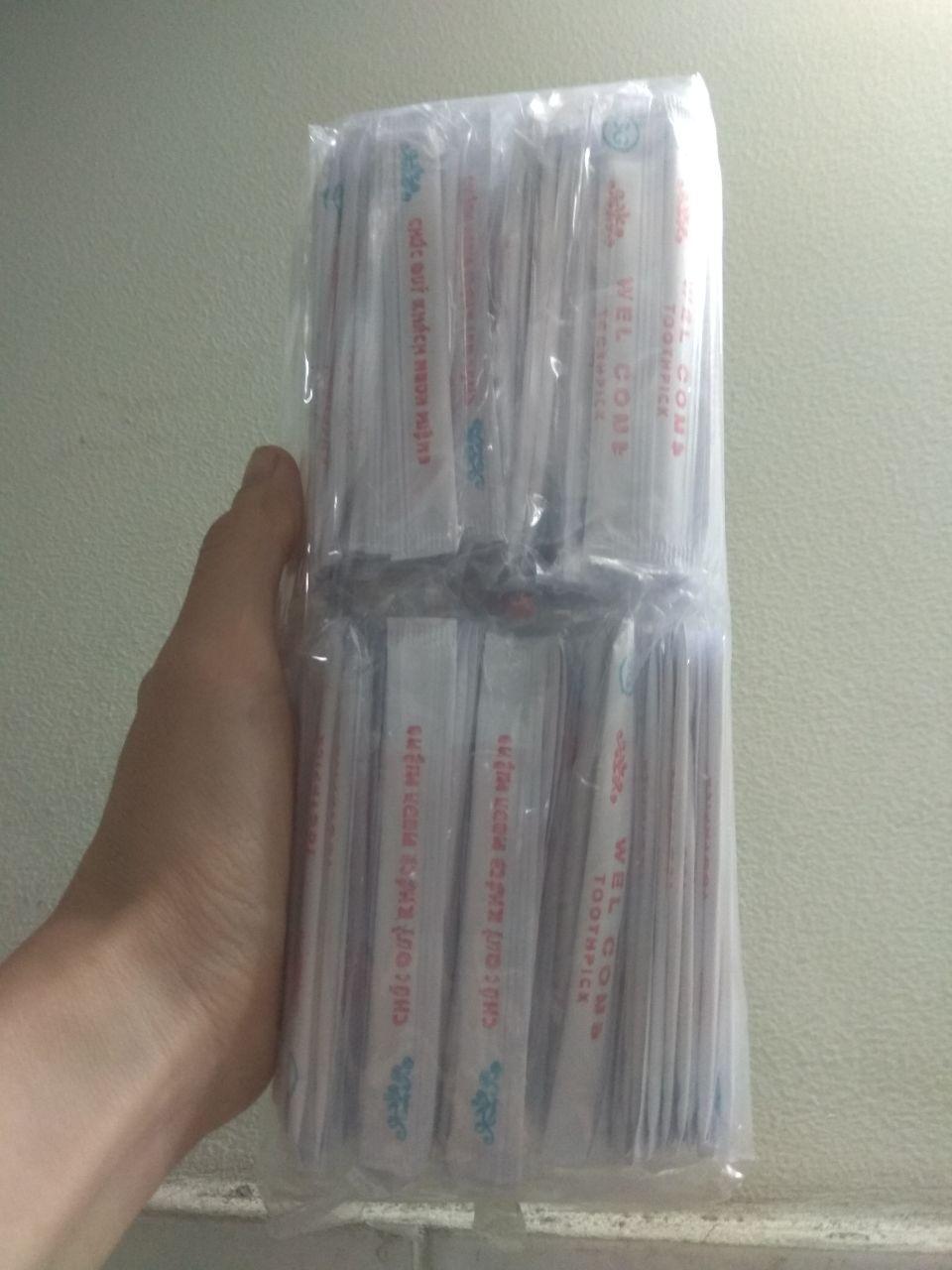 Tăm tre tiệt trùng Tăm xỉa răng gói giấy, tăm giấy ( bịch hơn 300 cây)