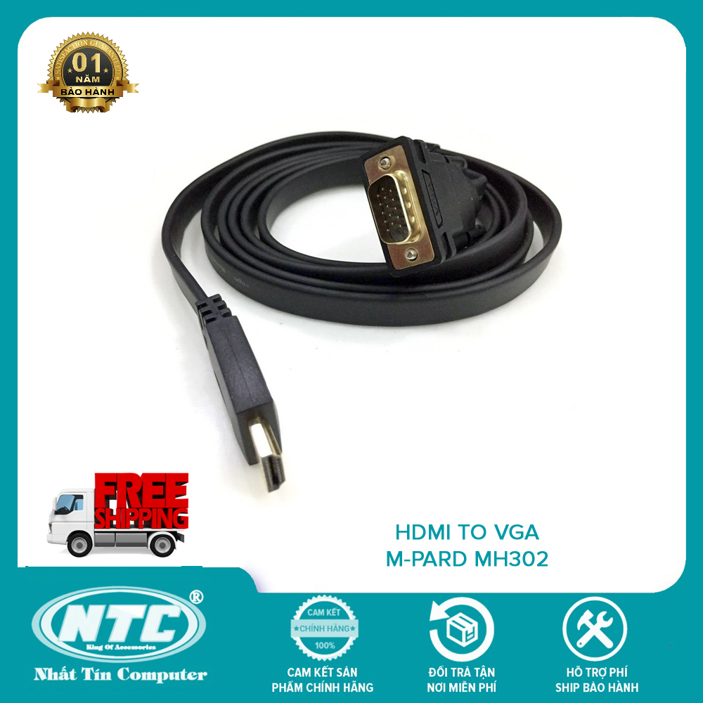 Cáp chuyển tín hiệu từ hdmi sang vga m-pard mh302 dài 1m8 - hỗ trợ âm thanh và hình chất lượng cao - nhất tín computer