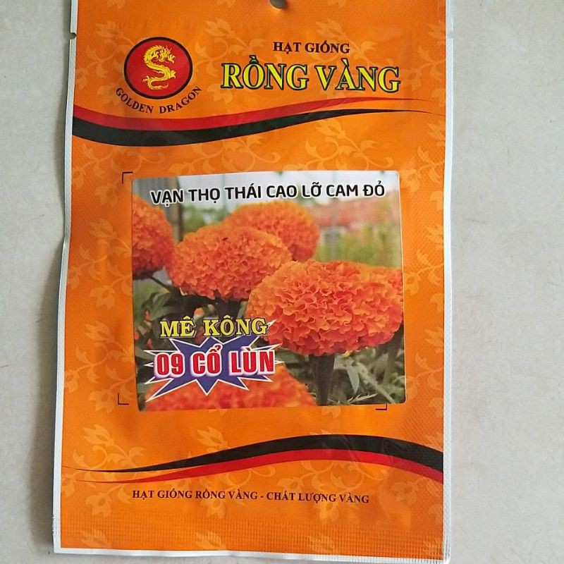 Hạt giống vạn thọ thái cao lỡ cam đỏ Rồng 09 cổ lùn gói 1g