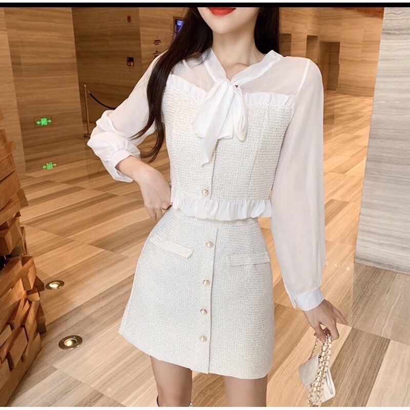 Áo sơ mi tay dài voan phong cách Hàn Quốc