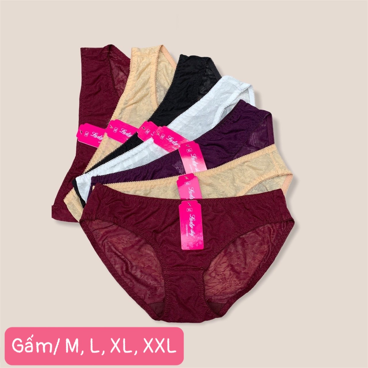 Combo 5 quần lót nữ gấm hoa cao cấp lady 500