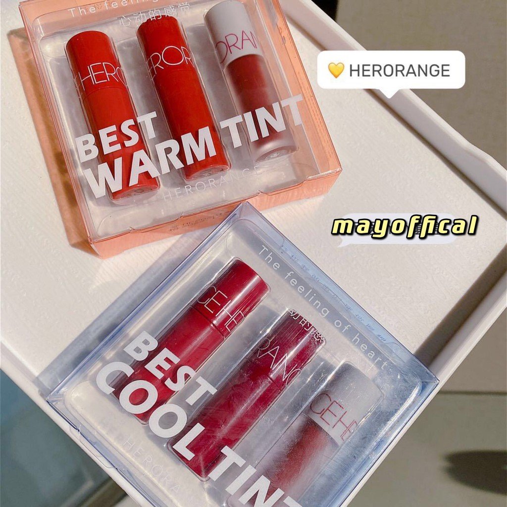 Set son kem 3 cây Herorange mẫu mới - SENDANA - Set son kem lì bền màu, kháng nước