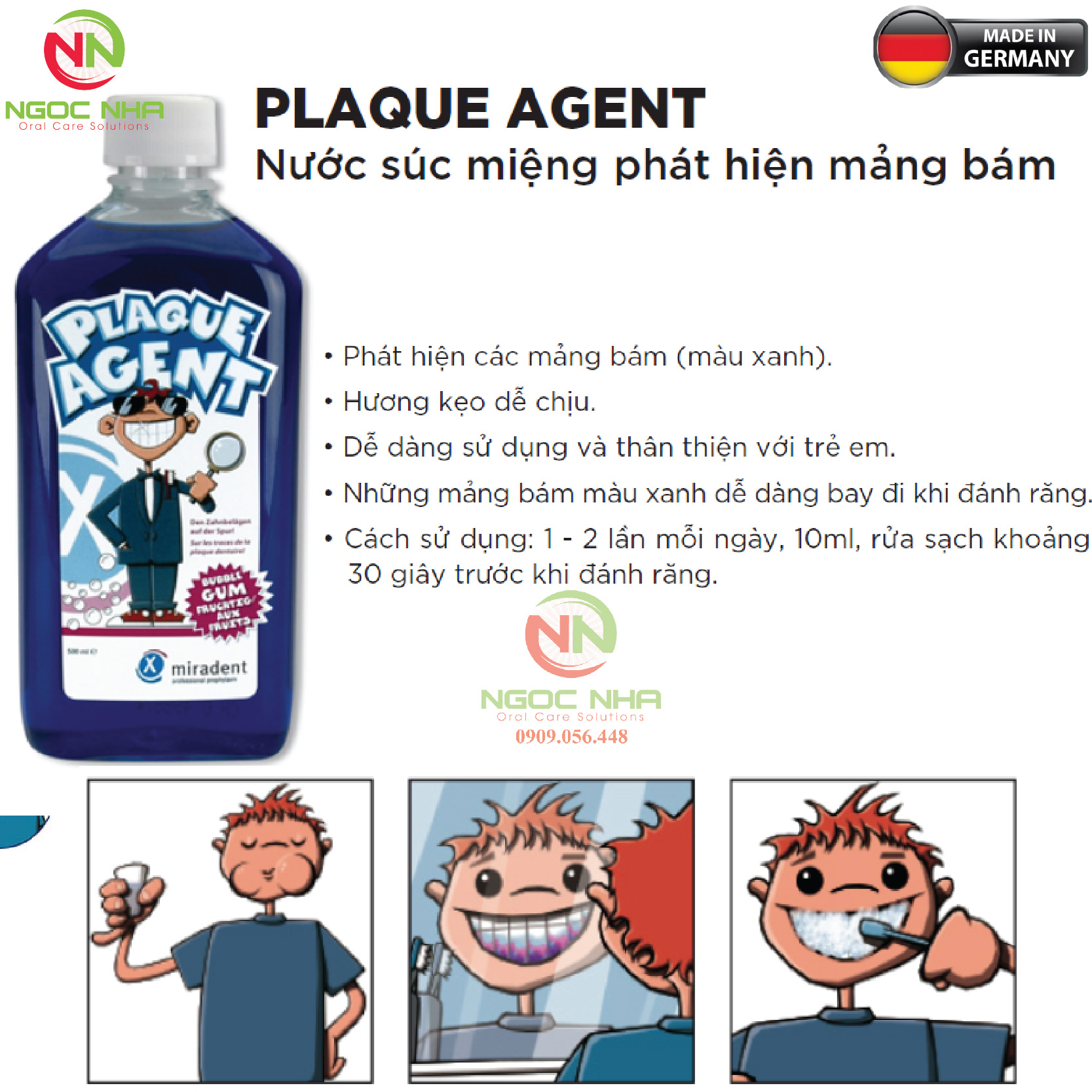 Nước súc miệng phát hiện mảng bám Miradent Plaque Agent / Đức
