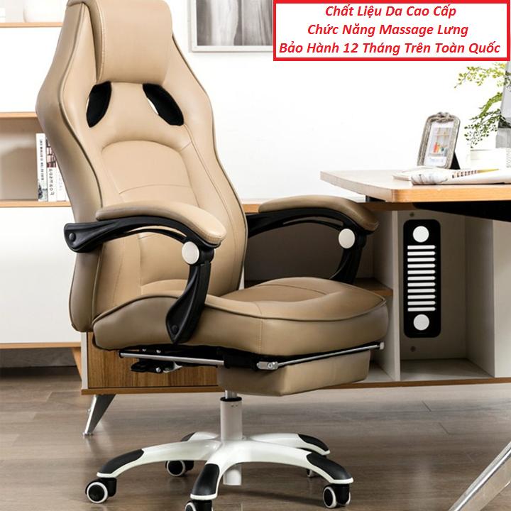 Ghế làm việc kèm massage lưng thư giãn thoải mái, có để chân, ghế văn phòng, ghế giám đốc, ghế gaming,