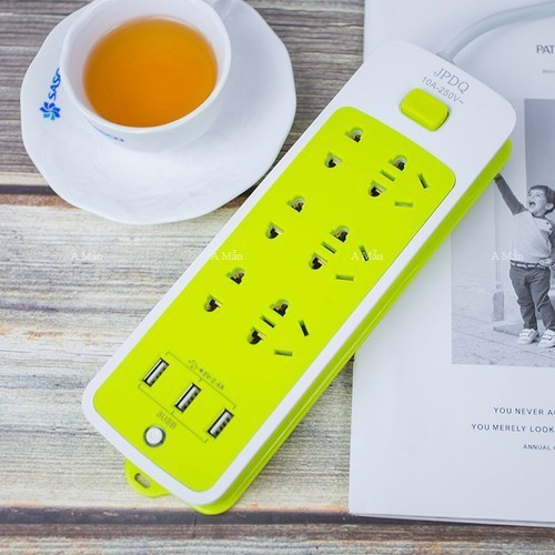 Ổ Cắm Điện 6 Phích Cắm 3 Cổng USB Hàng Xịn - Hàng Việt Nam Chất Lượng Cao - Ổ Cắm Điện Đa Năng Có Cổng USB.