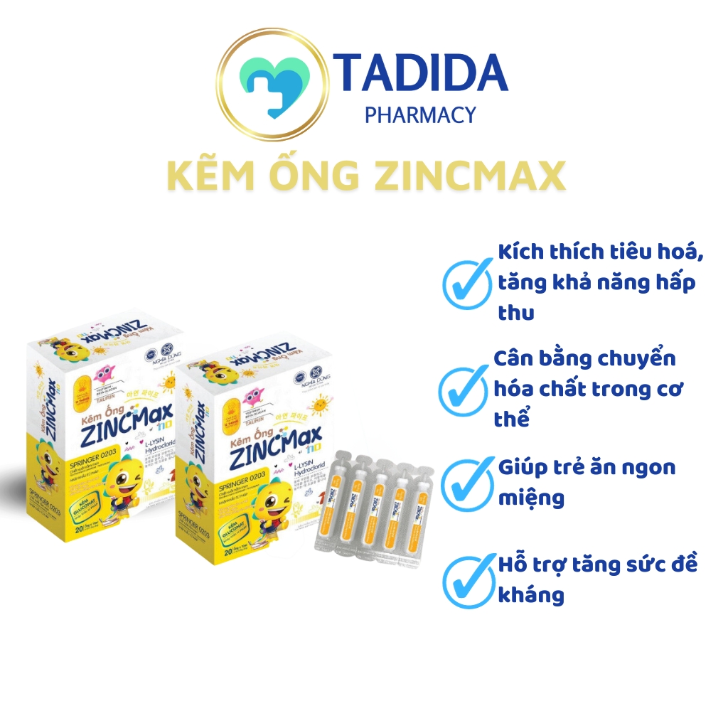 Kẽm Hữu Cơ Cho Bé ZINCMAX ND ( Hộp 20 Ống) Giúp Bé Ăn Ngon, Giảm Ốm Vặt Và Tăng Đề Kháng – TADIDA PHARMA