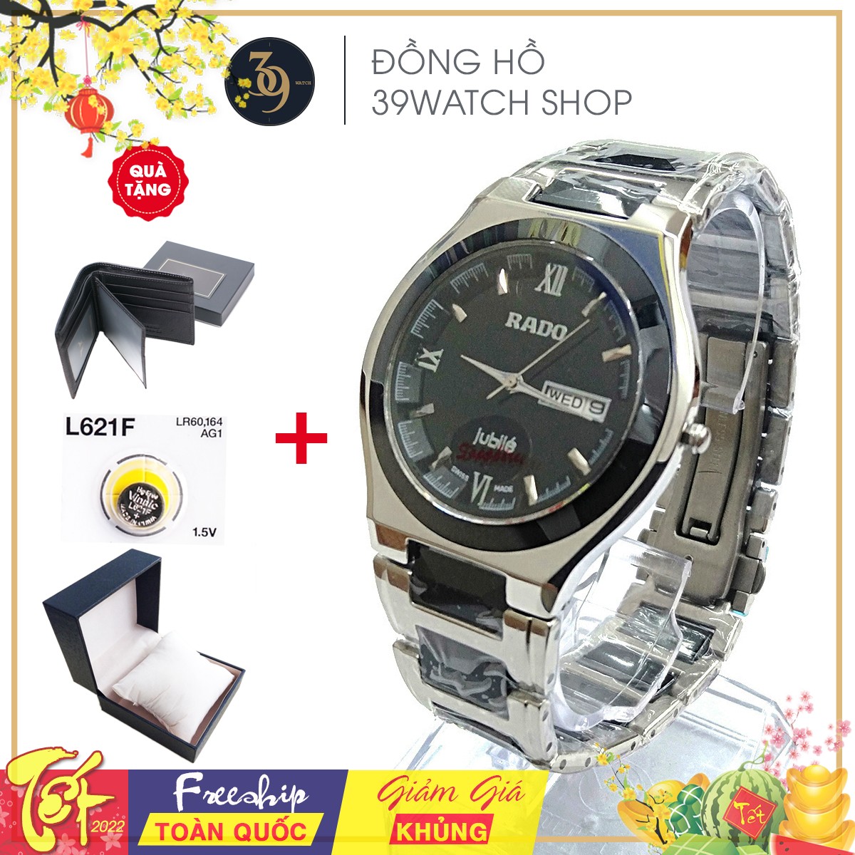 [FREESHIP+QUÀ KHỦNG] Đồng hồ nam RA65 NAMD, chất liệu dây đá sapphire nguyên khối đính giữa, vỏ inox, mặt kính saphire