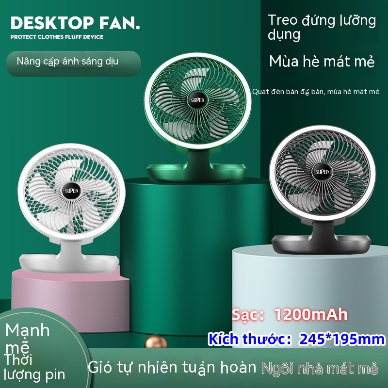 Đèn bàn led có thể sạc lại cho gia đình 1200mah usb mini desktop portable fan mini folding fan 8ft quạt gió lớn