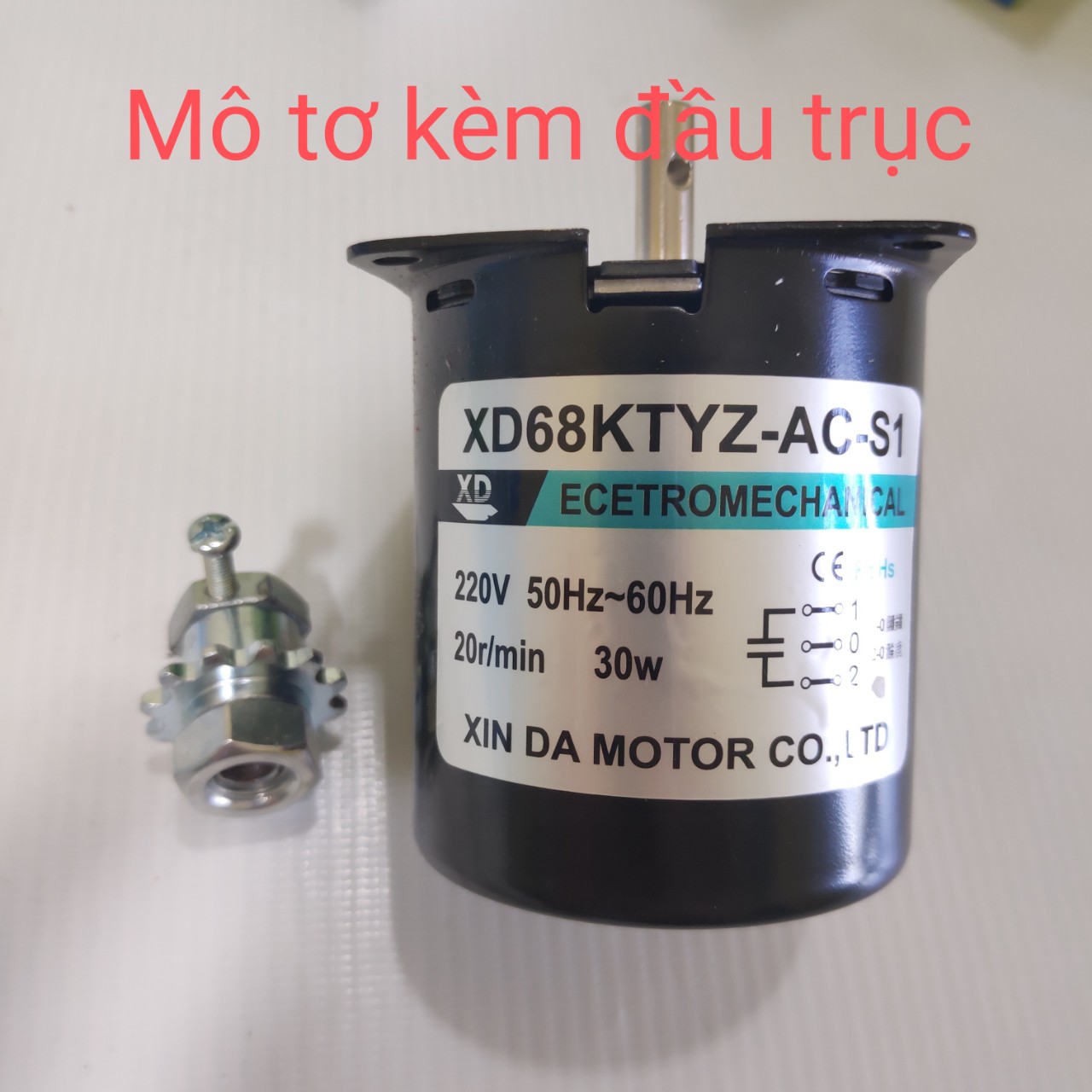 FREESHIP MAX-CAM KẾT GIÁ TỐT-Mô tơ giảm tốc 220v 30W kèm đầu trục kéo xích