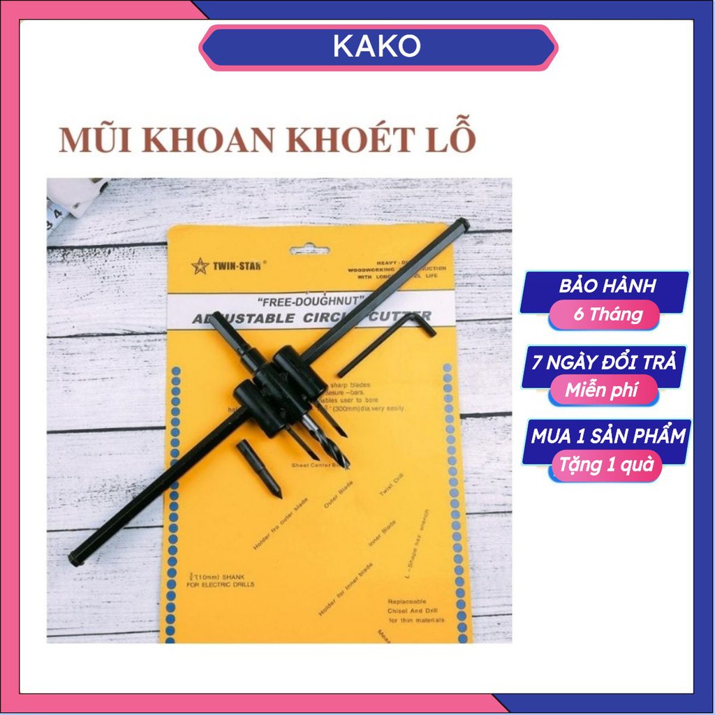 Mũi Khoan Khoét Lỗ Thùng Loa, Lỗ Đèn Thạch Cao Âm Trần 120mm 200mm 300mm (Bộ Mũi Khoét Lỗ Gỗ Thạch Cao Trần)