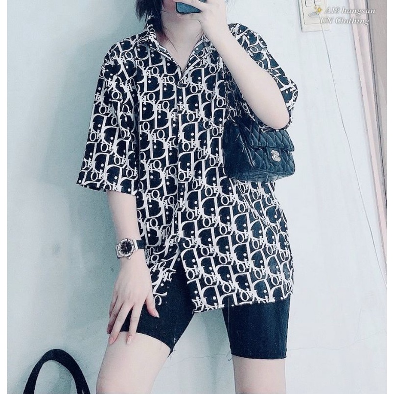 🌺 Áo sơ mi Dior tay lỡ form rộng thoải mái , Chất Kate lụa mặc mát, Size <65kg