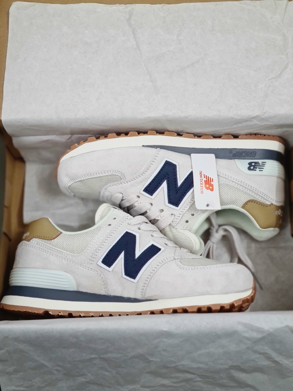 New Balance 574 màu kem fullsize nam nữ hàng cao cấp
