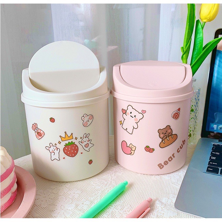 [Freeship 15k Cho Đơn Từ 49k][Tặng Sticker] Thùng Rác Mini Nắp Lật Để Bàn Xinh Xắn, Đựng Rác, Dụng Cụ Văn Phòng Phẩm - P089 - TamaChan