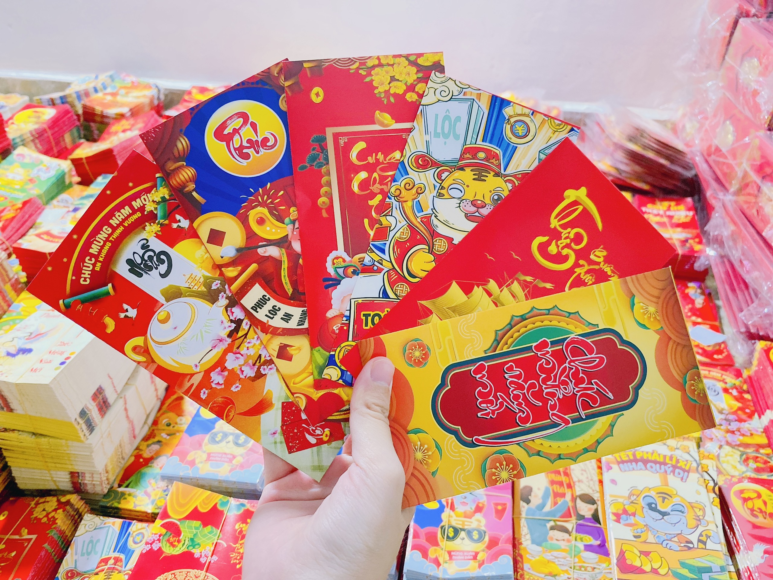 Set 10 bao lì xì tết 2022 tết con hổ tết nhâm dần giá rẻ đẹp