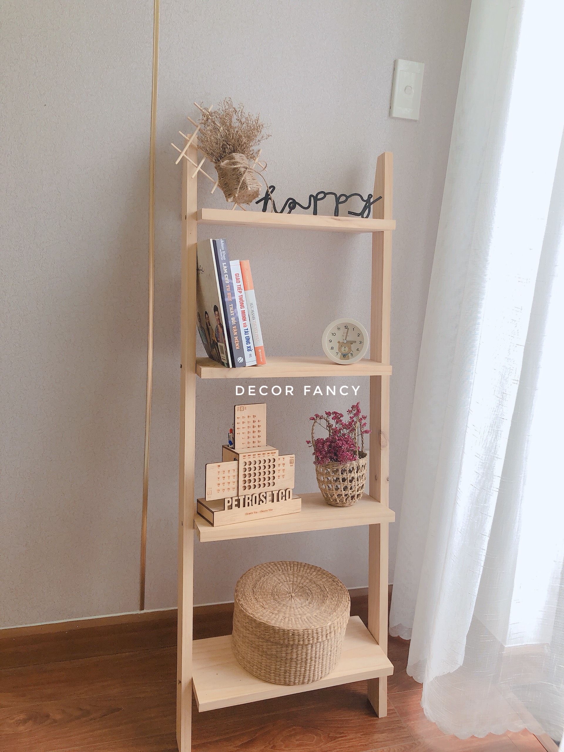 [HCM]Kệ thang gỗ trang trí Kệ gỗ dựa tường để đồ đa năng - Decor Fancy