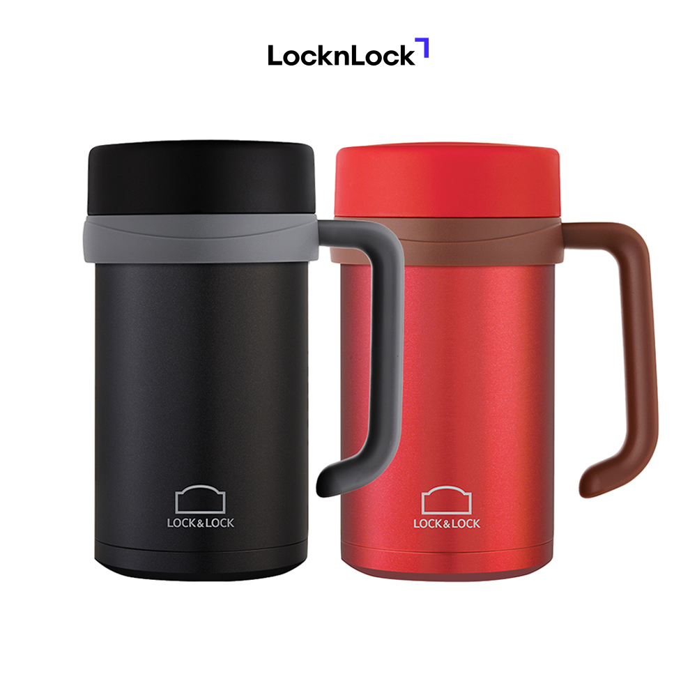 LHC4026B - Ca giữ nhiệt có tay cầm Table Mug LockLock 500ml Màu Đen, thép không gỉ 304, nhỏ gọn, Giữ nhiệt cả ngày - Hàng chính hãng