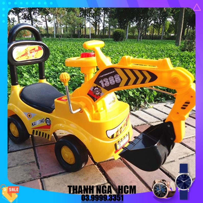 Xe cẩu chòi chân loại to cho bé ngồi lên lái được - Đồ chơi lái xe cần cẩu cho trẻ em